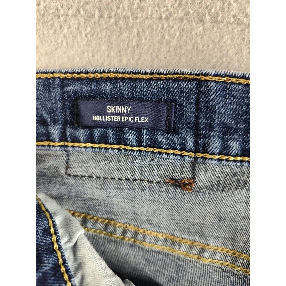 Hollister Men Jean 30 Blue Medium Wash Denim Straigh Slim Stretch Low Rise Denim